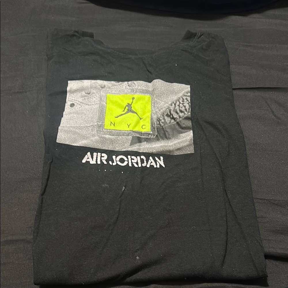 Jordan Black Tee with Neon Green Logo